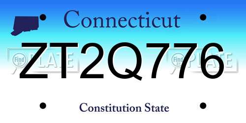 ZT2Q776 Connecticut License Plate