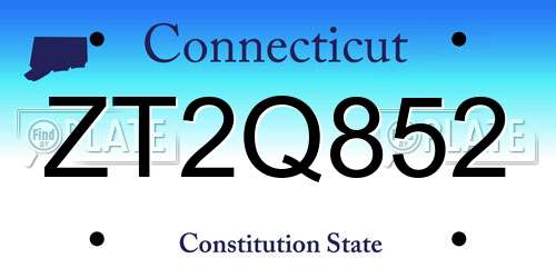 ZT2Q852 Connecticut License Plate