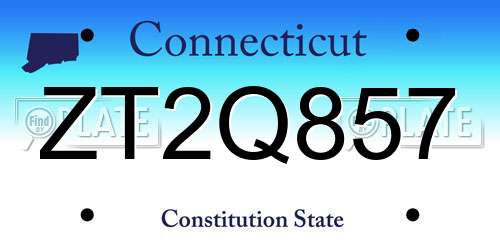 ZT2Q857 Connecticut License Plate