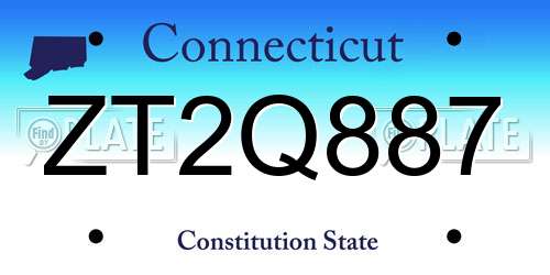 ZT2Q887 Connecticut License Plate