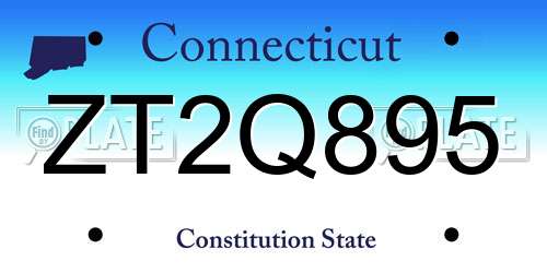 ZT2Q895 Connecticut License Plate