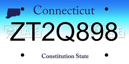 ZT2Q898 Connecticut License Plate