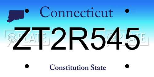 ZT2R545 Connecticut License Plate
