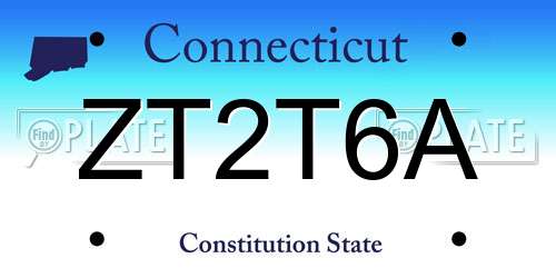 ZT2T6A Connecticut License Plate
