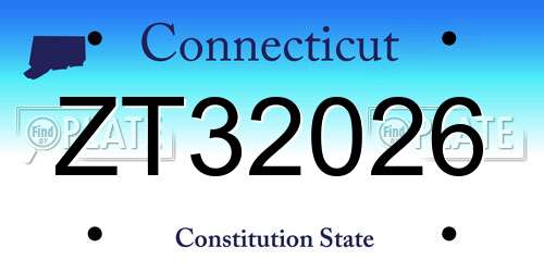 ZT32026 Connecticut License Plate