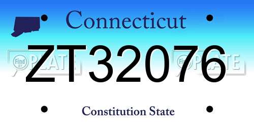 ZT32076 Connecticut License Plate