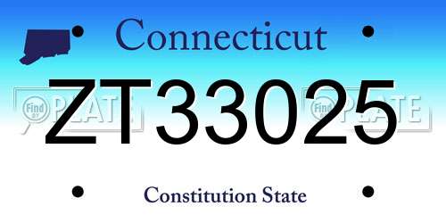 ZT33025 Connecticut License Plate