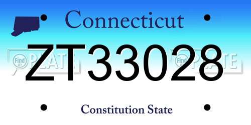 ZT33028 Connecticut License Plate