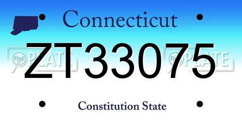 ZT33075 Connecticut License Plate