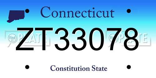 ZT33078 Connecticut License Plate