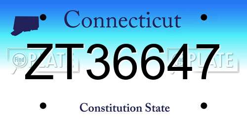 ZT36647 Connecticut License Plate
