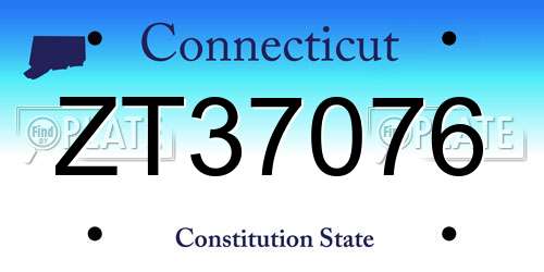 ZT37076 Connecticut License Plate