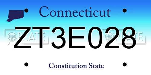 ZT3E028 Connecticut License Plate