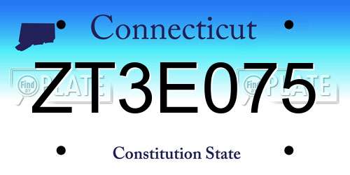 ZT3E075 Connecticut License Plate