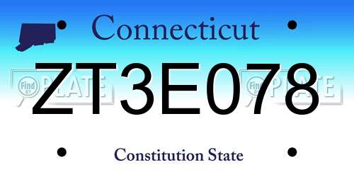 ZT3E078 Connecticut License Plate