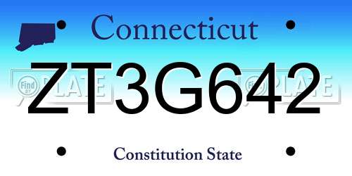 ZT3G642 Connecticut License Plate