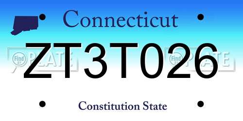 ZT3T026 Connecticut License Plate