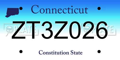 ZT3Z026 Connecticut License Plate