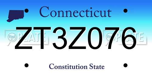 ZT3Z076 Connecticut License Plate