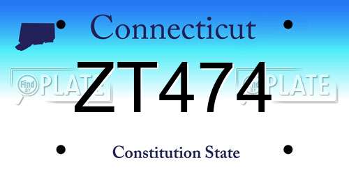 ZT474 Connecticut License Plate