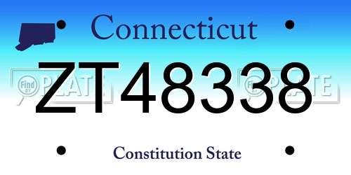 ZT48338 Connecticut License Plate