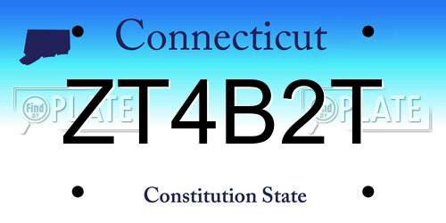 ZT4B2T Connecticut License Plate