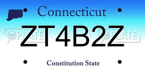 ZT4B2Z Connecticut License Plate