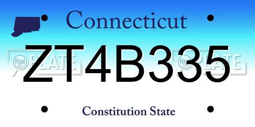 ZT4B335 Connecticut License Plate