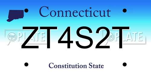 ZT4S2T Connecticut License Plate