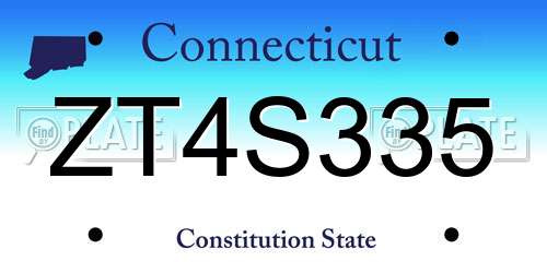 ZT4S335 Connecticut License Plate