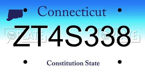 ZT4S338 Connecticut License Plate