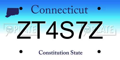 ZT4S7Z Connecticut License Plate