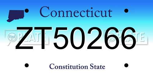 ZT50266 Connecticut License Plate