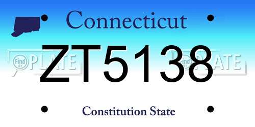 ZT5138 Connecticut License Plate