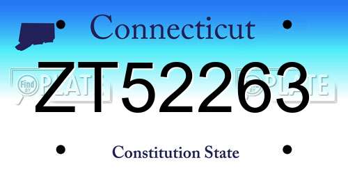 ZT52263 Connecticut License Plate