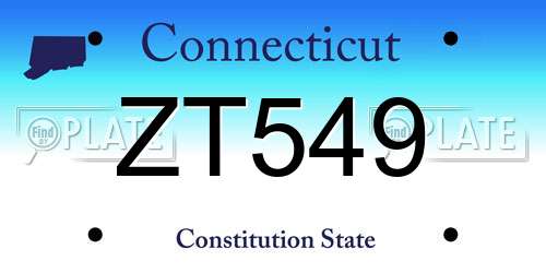 ZT549 Connecticut License Plate