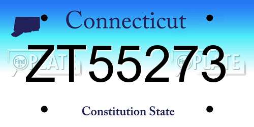 ZT55273 Connecticut License Plate