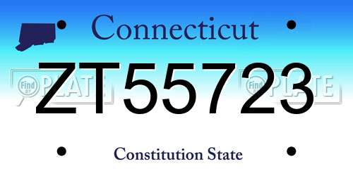 ZT55723 Connecticut License Plate