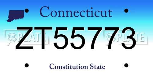 ZT55773 Connecticut License Plate