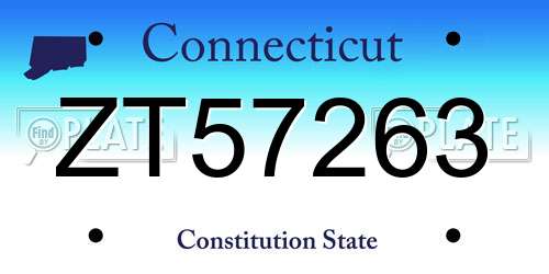 ZT57263 Connecticut License Plate