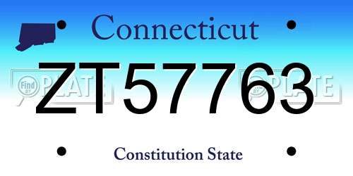 ZT57763 Connecticut License Plate