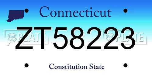 ZT58223 Connecticut License Plate