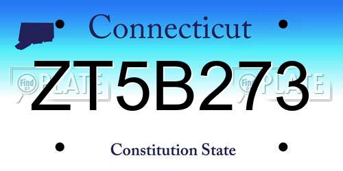 ZT5B273 Connecticut License Plate