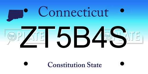 ZT5B4S Connecticut License Plate