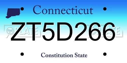 ZT5D266 Connecticut License Plate