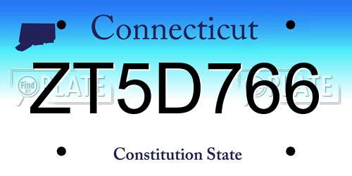 ZT5D766 Connecticut License Plate