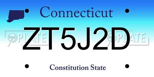ZT5J2D Connecticut License Plate