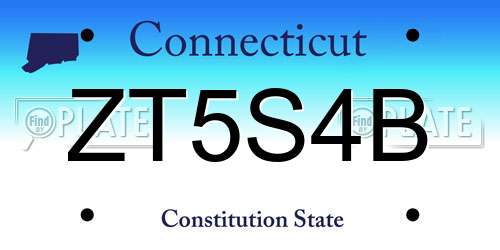 ZT5S4B Connecticut License Plate