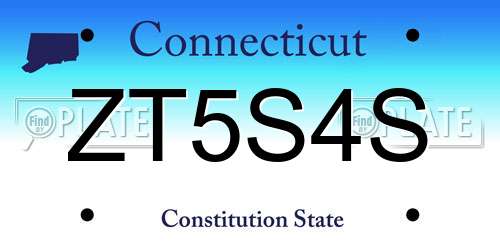 ZT5S4S Connecticut License Plate