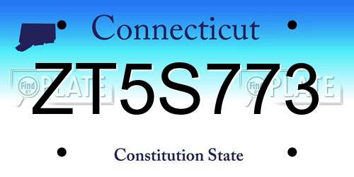 ZT5S773 Connecticut License Plate